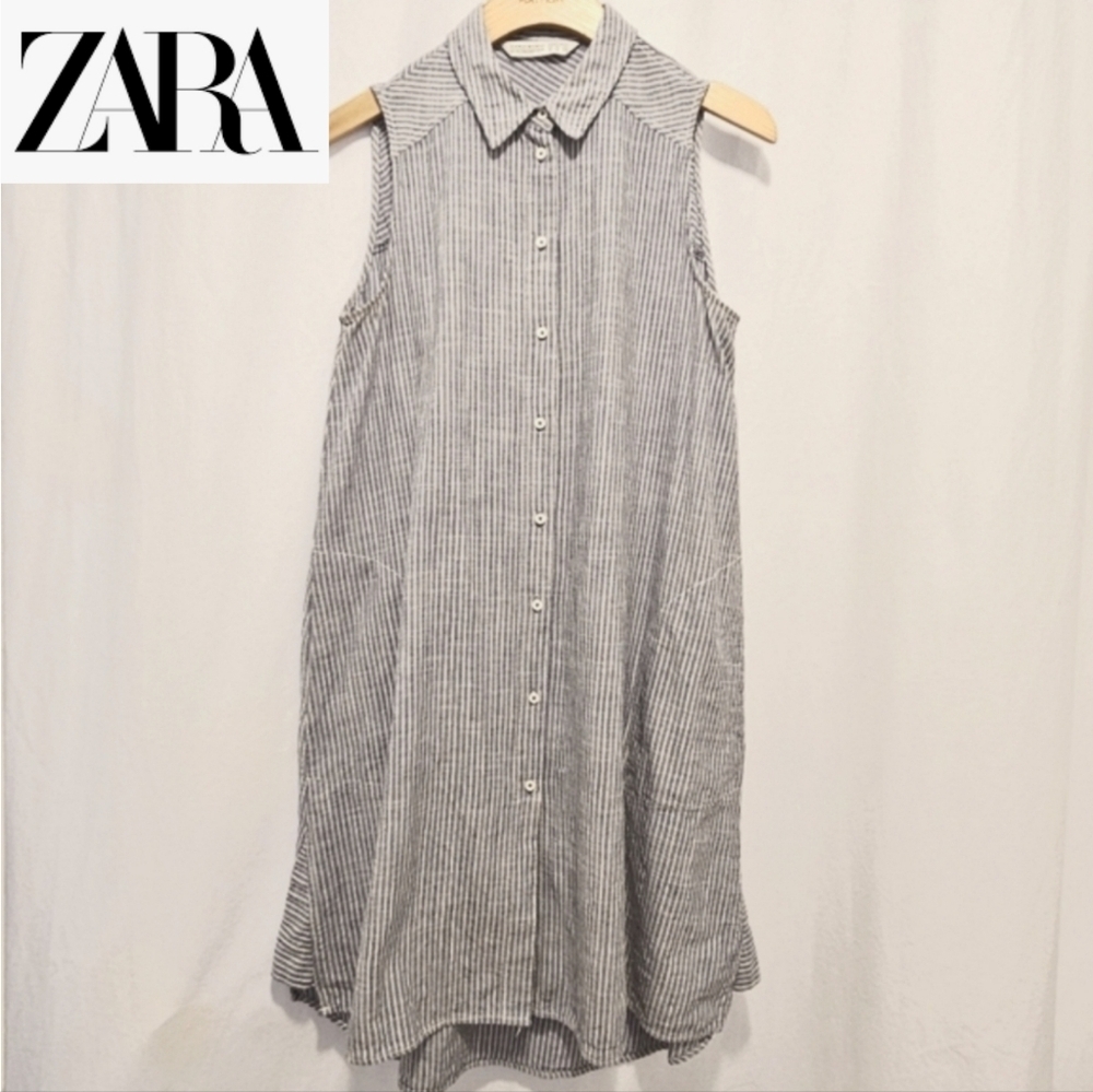 🇪🇦 Zara - Striped Sleeveless Shirt Dress